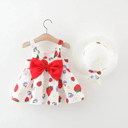 Casual Newborn Baby girl Printed Bow Princess Dress