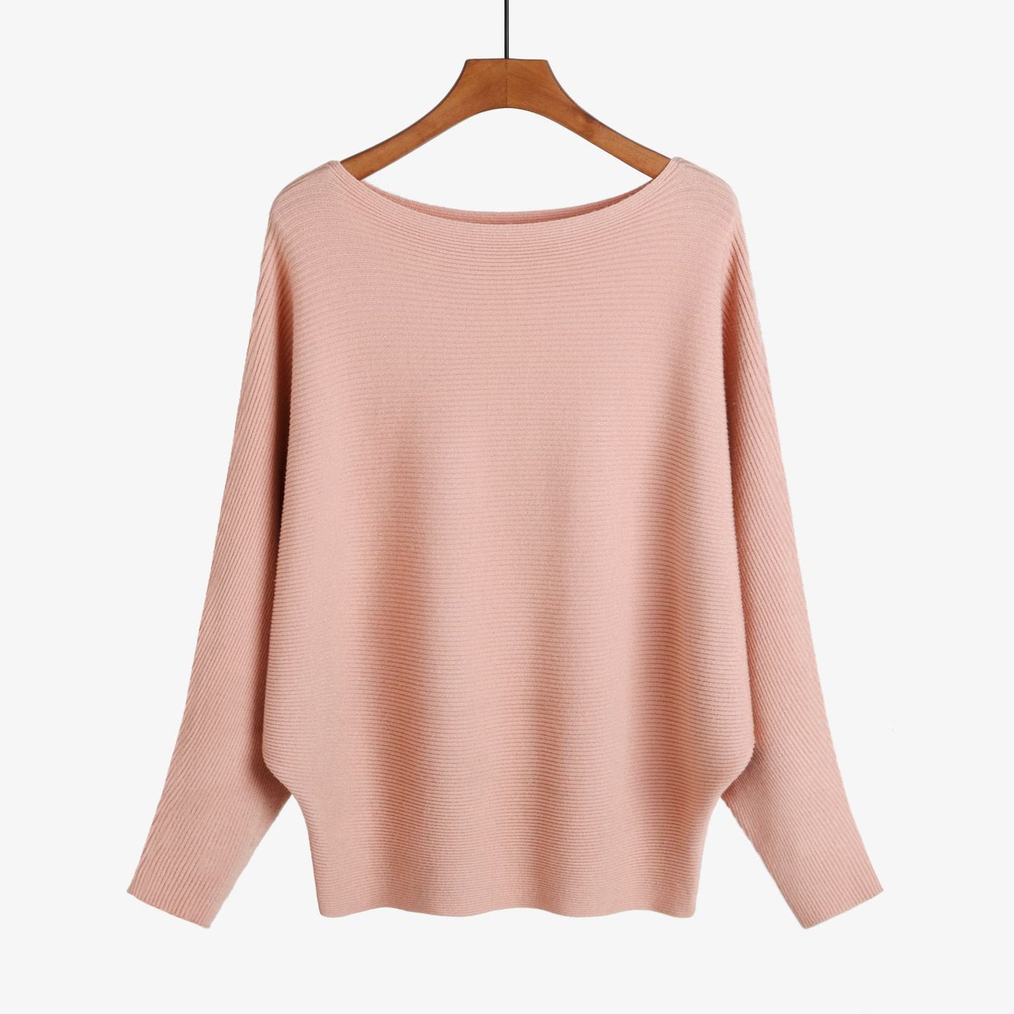 Women’s Halter Neck Batwing Knit Pullover Top – Stretchy Relaxed-Fit Casual Sweater