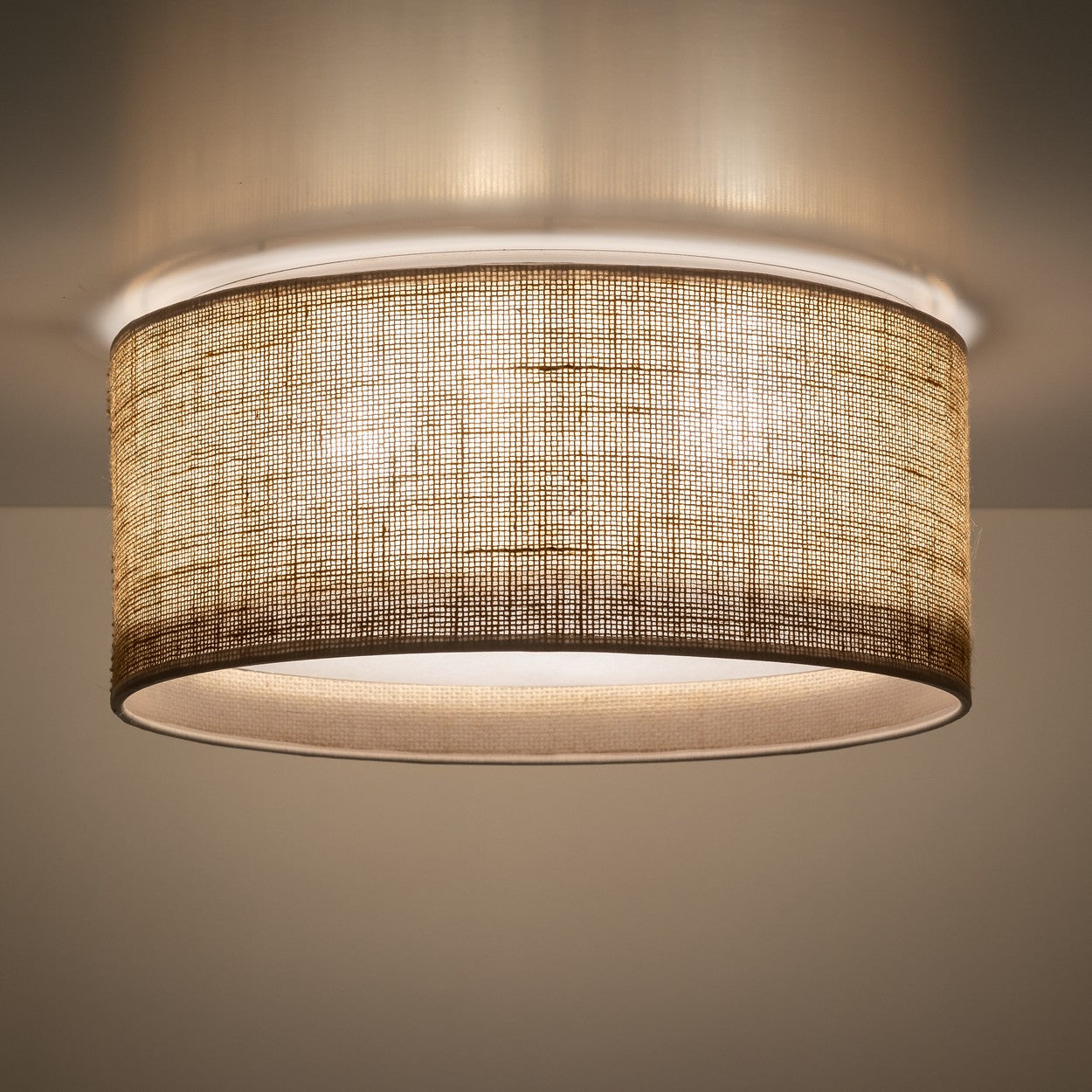 JUTE Natural Woven Flush Mount Ceiling Light Fixture for Kitchen, Hallway & Living Room – Scandinavian Minimalist Lighting