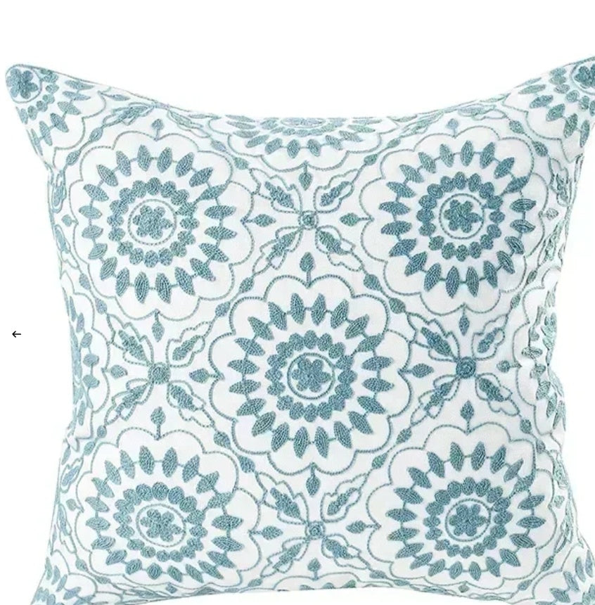 Decorative Floral Embroidered Pillow Cover