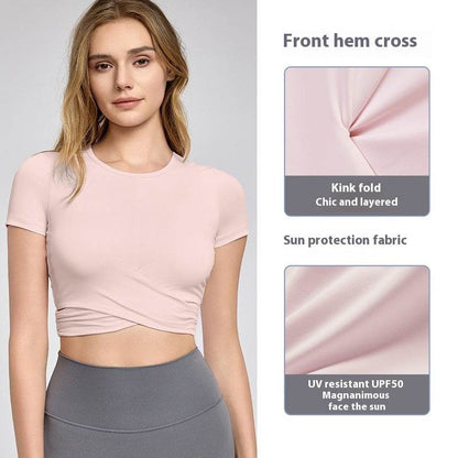 Fashion Short Sleeve Crop Workout Top for Women Yoga Crop Top