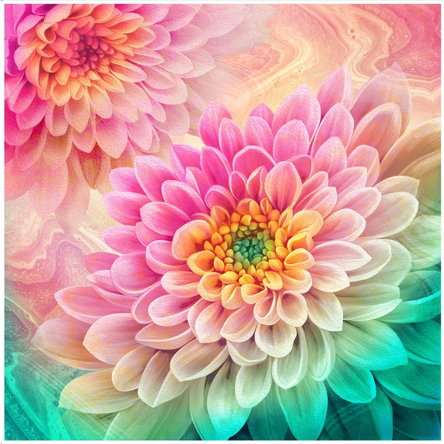 Dahlia Scintillante Rose Panneau Numérique 59 pouces