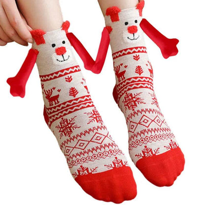 Hand Holding Couple Magnetic Handle Christmas Stockings