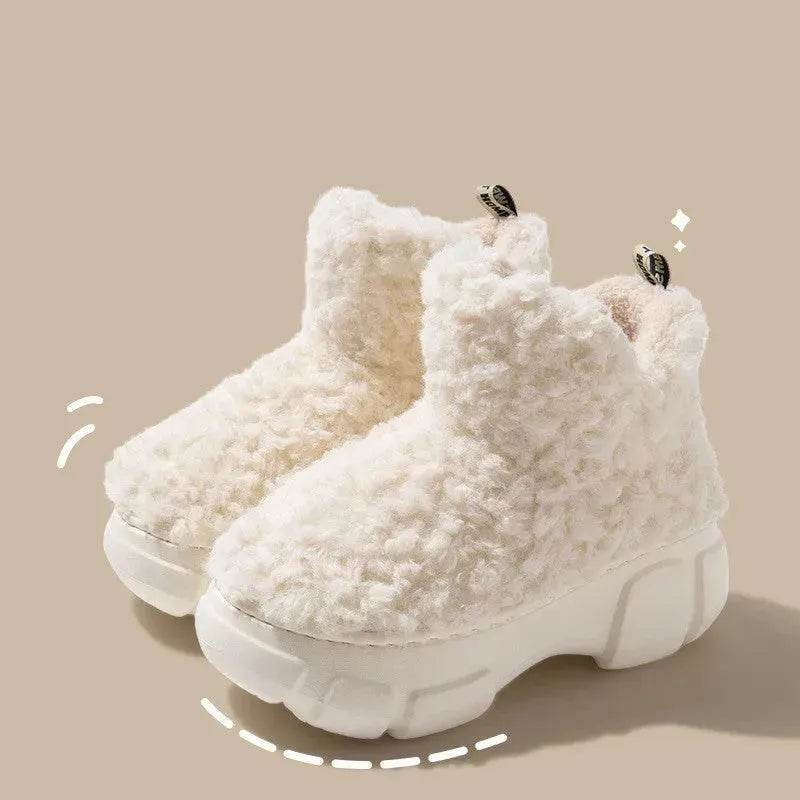 Bottes d'hiver en cachemire et neige avec plateforme de 6 cm, chaudes, en velours, chaussures montantes en coton polaire, pour femmes, en extérieur, intérieur, chaussures en peluche.