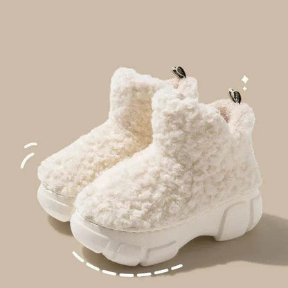 Bottes d'hiver en cachemire et neige avec plateforme de 6 cm, chaudes, en velours, chaussures montantes en coton polaire, pour femmes, en extérieur, intérieur, chaussures en peluche.