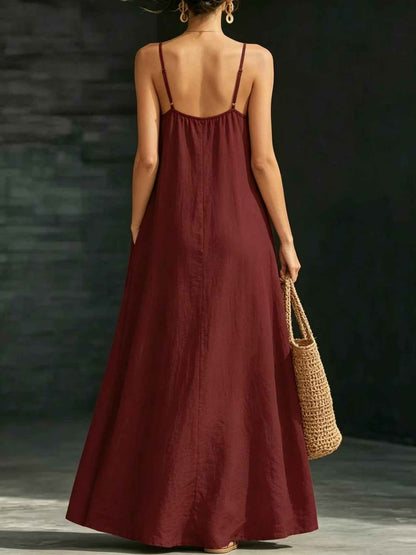 Summer Beach Spaghetti Strap Maxi Dress – Loose Flowy Casual Long Vacation Dress for Women