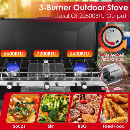 Portable 2 burner Gas Stove propane range camping gas outdoor stove burner