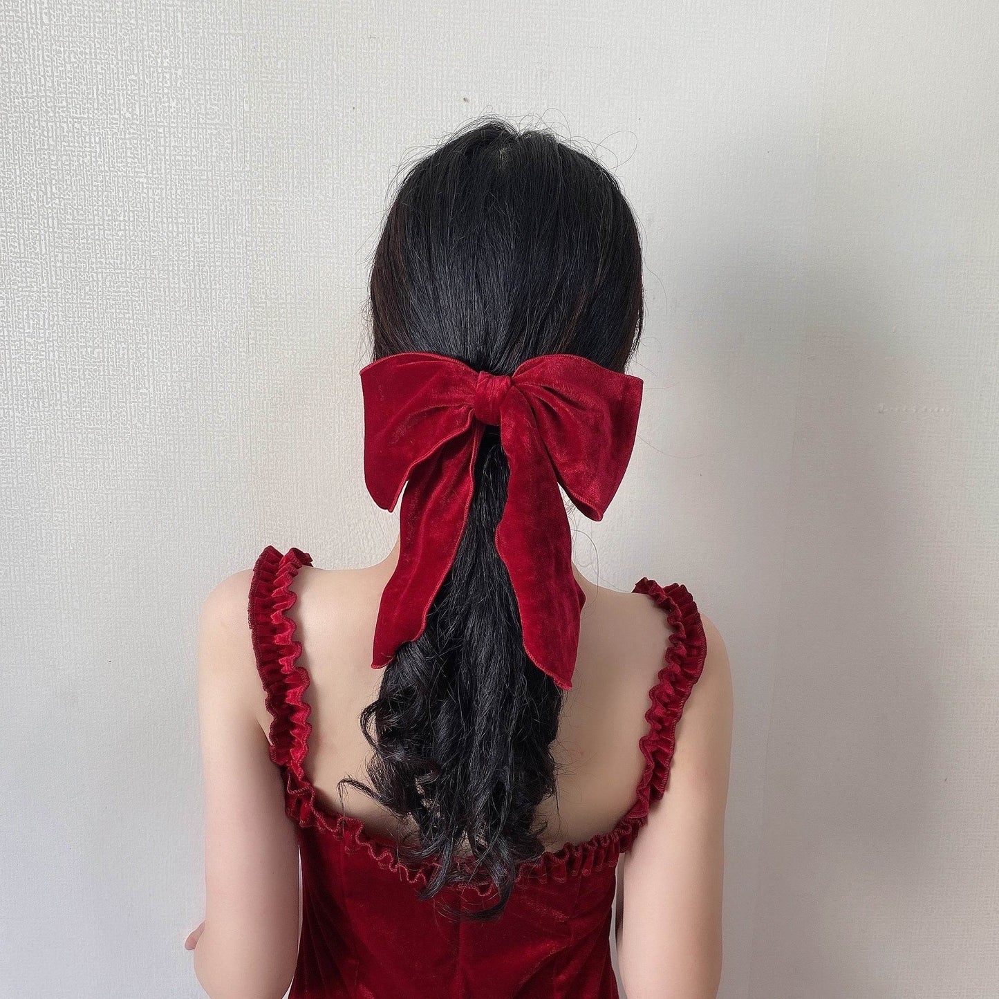 Silk satin oversized bow tie Hair Scrunchies ponytail Holder