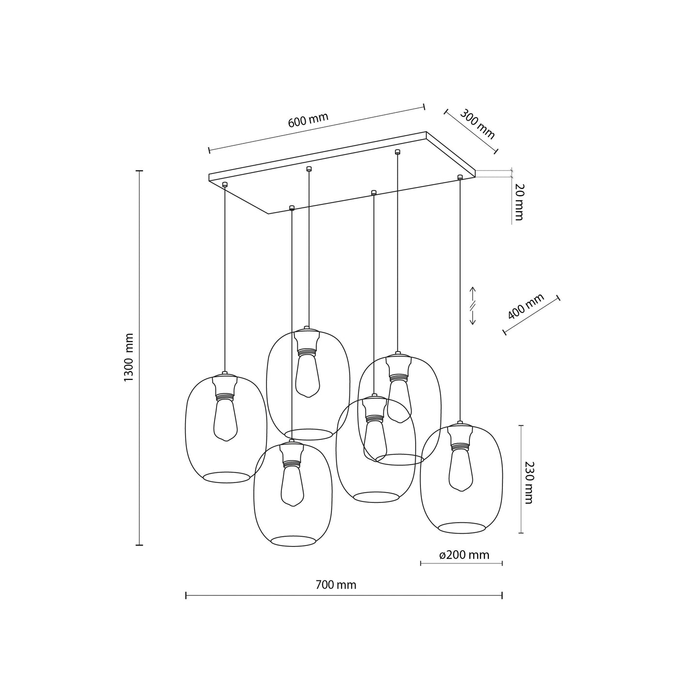 ELIO Mid-Century Modern Pendant Ceiling Light Fixture for Kitchen Island, Dining Room & Living Room
