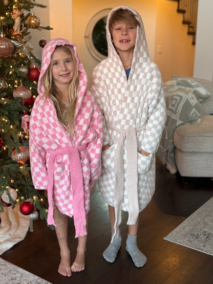 Adult Check Print Hooded Robe - restocking in April