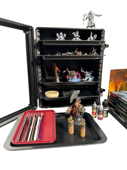 EVORETRO Aluminum Miniatures Display Case with 5 Magnetic Trays