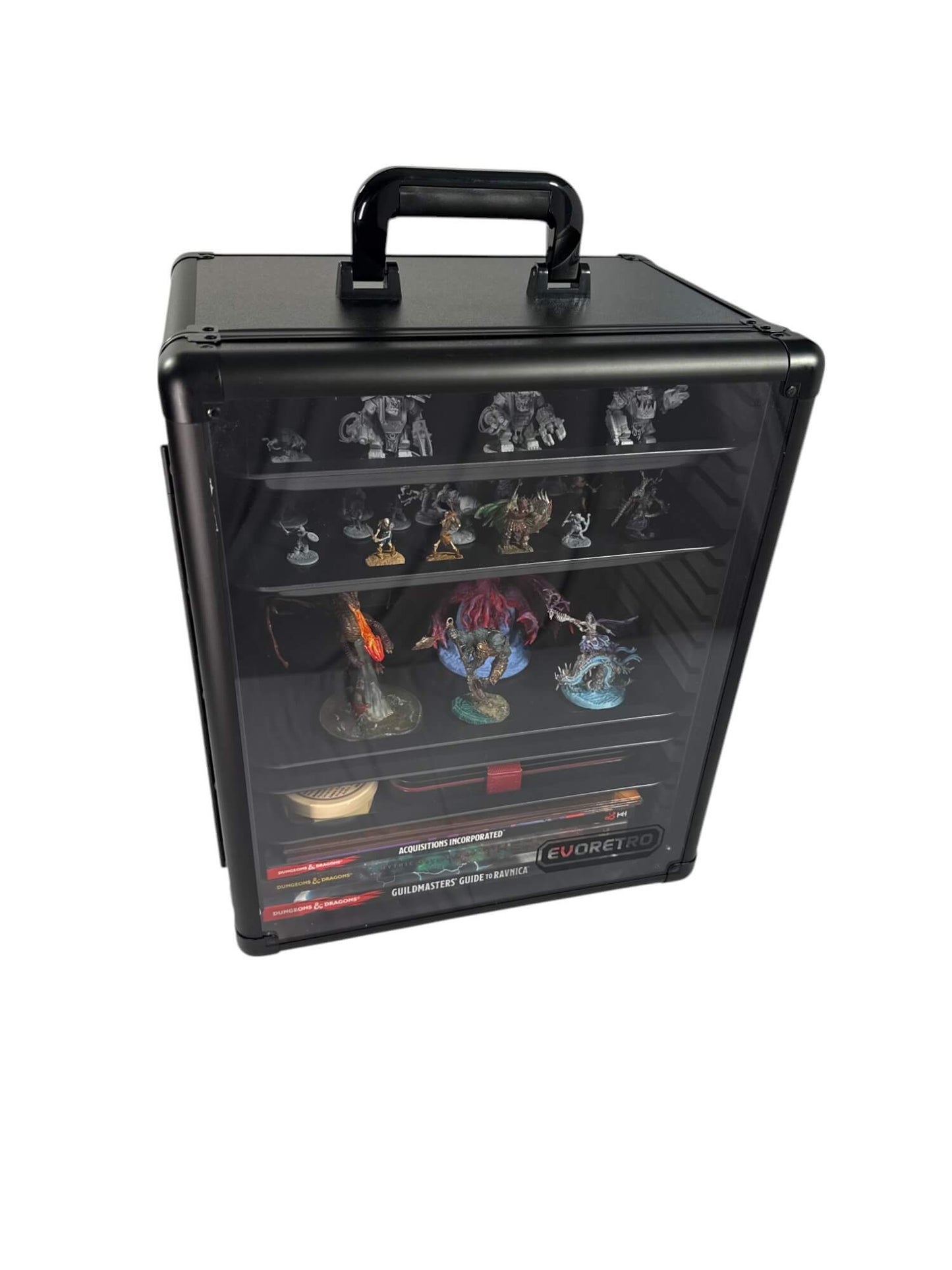EVORETRO Aluminum Miniatures Display Case with 5 Magnetic Trays