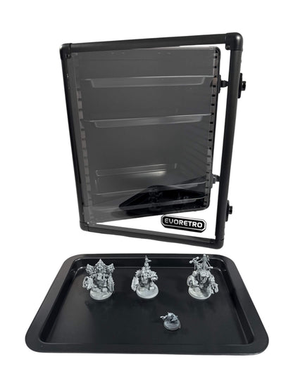 EVORETRO Aluminum Miniatures Display Case with 5 Magnetic Trays