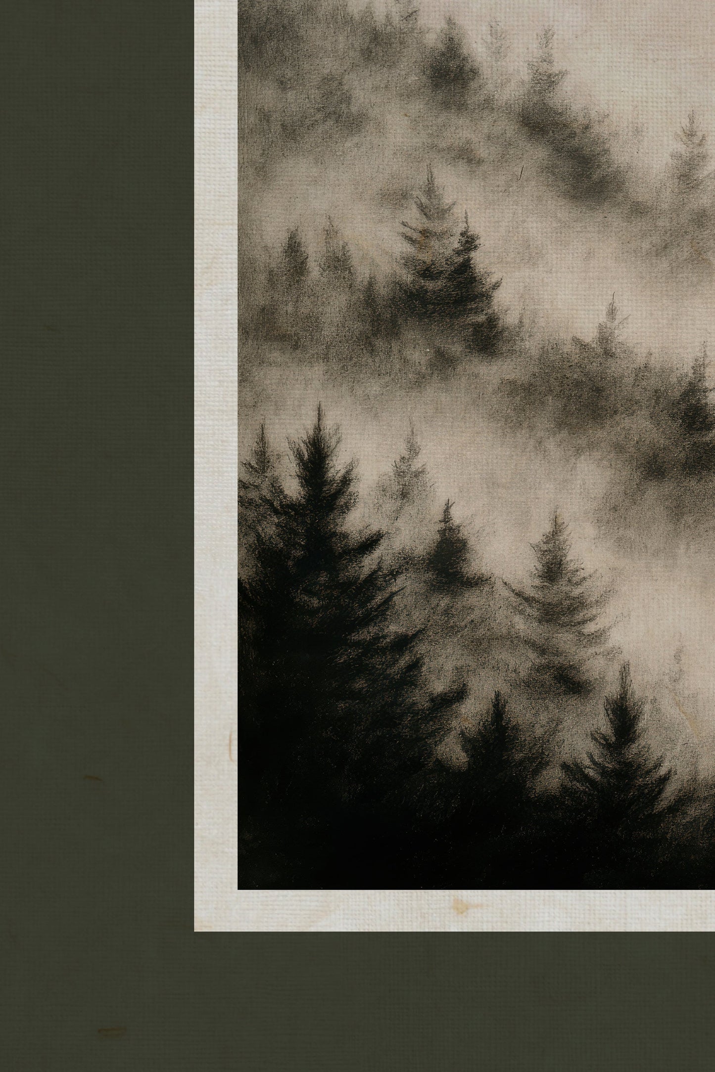 ARBRES ESTOMPÉS, CADRE VINTAGE OU
