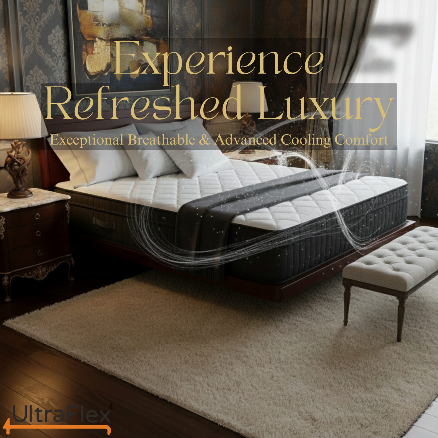Ensemble matelas et sommier UltraFlex® Opulence, fermeté moyenne, matelas hybride orthopédique – Système avancé de gel rafraîchissant et de ressorts ensachés, fabriqué au Canada, pour un sommeil ininterrompu et un soutien bord à bord