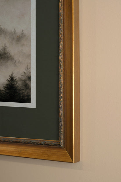 ARBRES ESTOMPÉS, CADRE VINTAGE OU