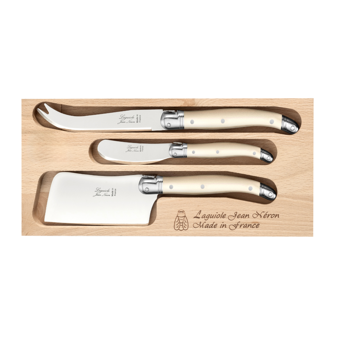 Laguiole ® Cheese Knife Trio, Ivory Handle