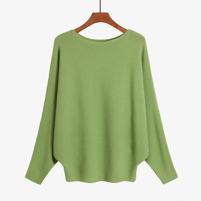 Women’s Halter Neck Batwing Knit Pullover Top – Stretchy Relaxed-Fit Casual Sweater