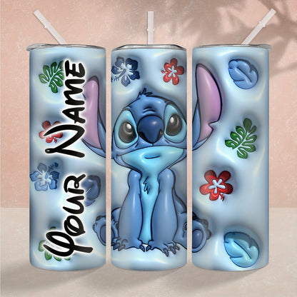 1 pièce, Gobelet Disney Stitch personnalisé avec couvercle, Bouteille d'eau en acier inoxydable de 20 oz, Tasses à eau isothermes droites, Vaisselle d'été et d'hiver, Accessoires de voyage en plein air, Cadeaux personnalisables