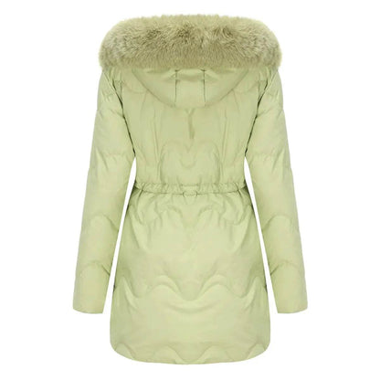 Autumn Winter Fur Collar cotton padded long winter jacket for women