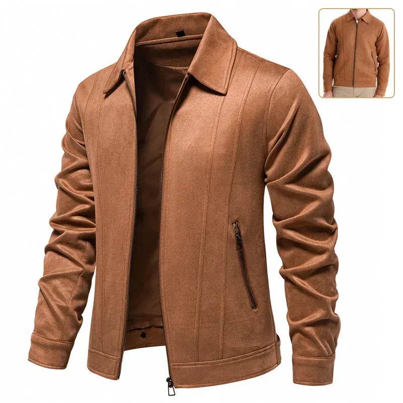 Veste à revers zippée mode, automne hiver, manteau en daim uni, vêtements d'extérieur pour hommes