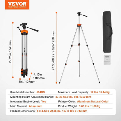 Laser Level Tripod  X 20 Thread 27.36-68.11 Inch Height Adjustment