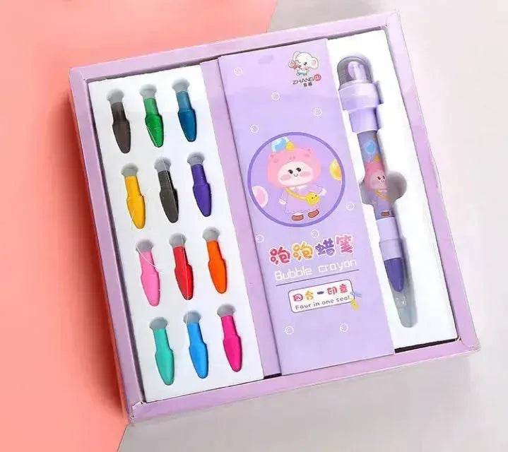 12 Color Bubble Crayon Painting Graffiti Seal for Children