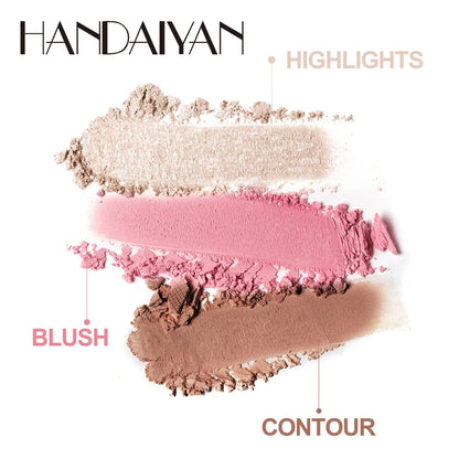 3 in 1 Matte Highlighter Contouring Blush Palette Pearly Shiny Eyeshadow Multifunctional Face Makeup Palette Female Cosmetic