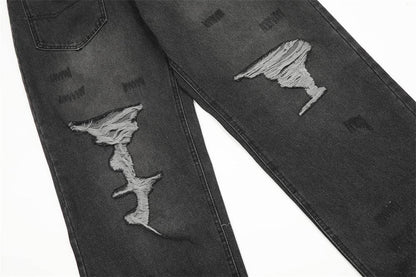 Pocket Design Loose Denim Straight-leg Trousers Men Jeans