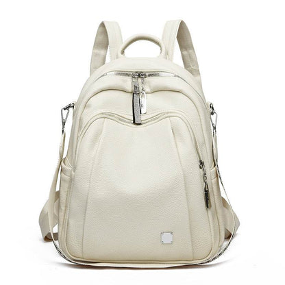 Large Capacity Soft Leather Student Backpack Trendy Travel Bag