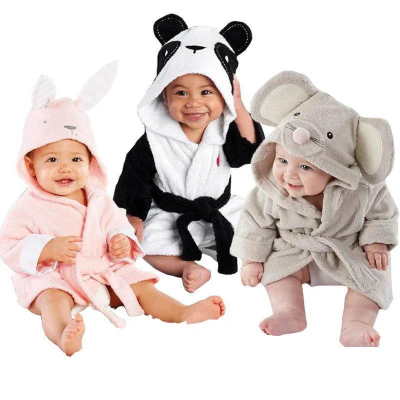Infant Fashion Simple Cartoon Animal Fleece Bathrobe