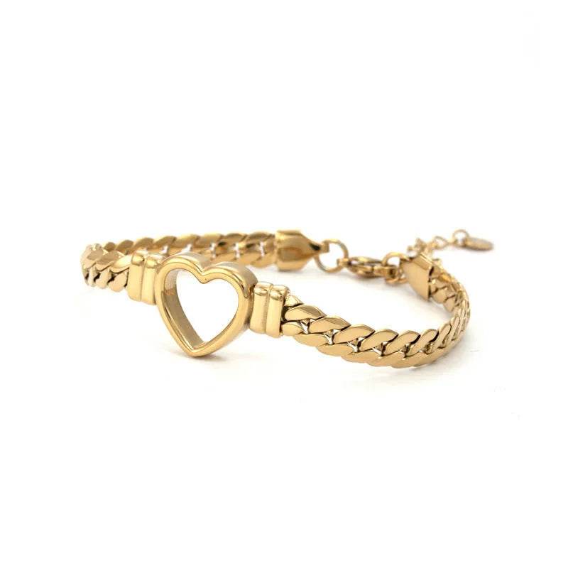 Mode Simple Creux Cœur Acier Titane Bracelet Saint-Valentin cadeau