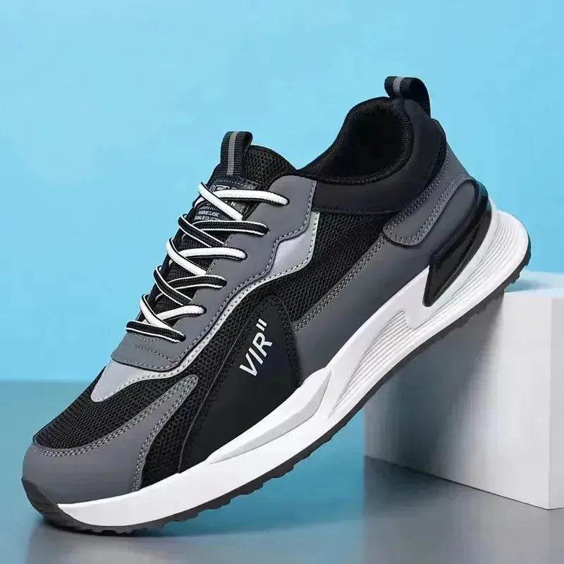 Chaussures en maille color block pour hommes Baskets décontractées à lacets Chaussures de sport de course respirantes pour l'extérieur