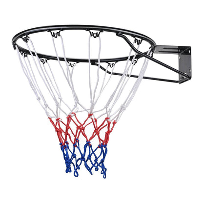 Cercle de basket-ball, panier de basket-ball mural/à accrocher à la porte, remplacement de but de basket-ball robuste Q235 avec filet et double ressort, panier standard de 45 cm pour intérieur et extérieur pour enfants et adultes