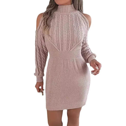 Robe-pull mini en laine torsadée ajustée et tendance pour l'automne-hiver