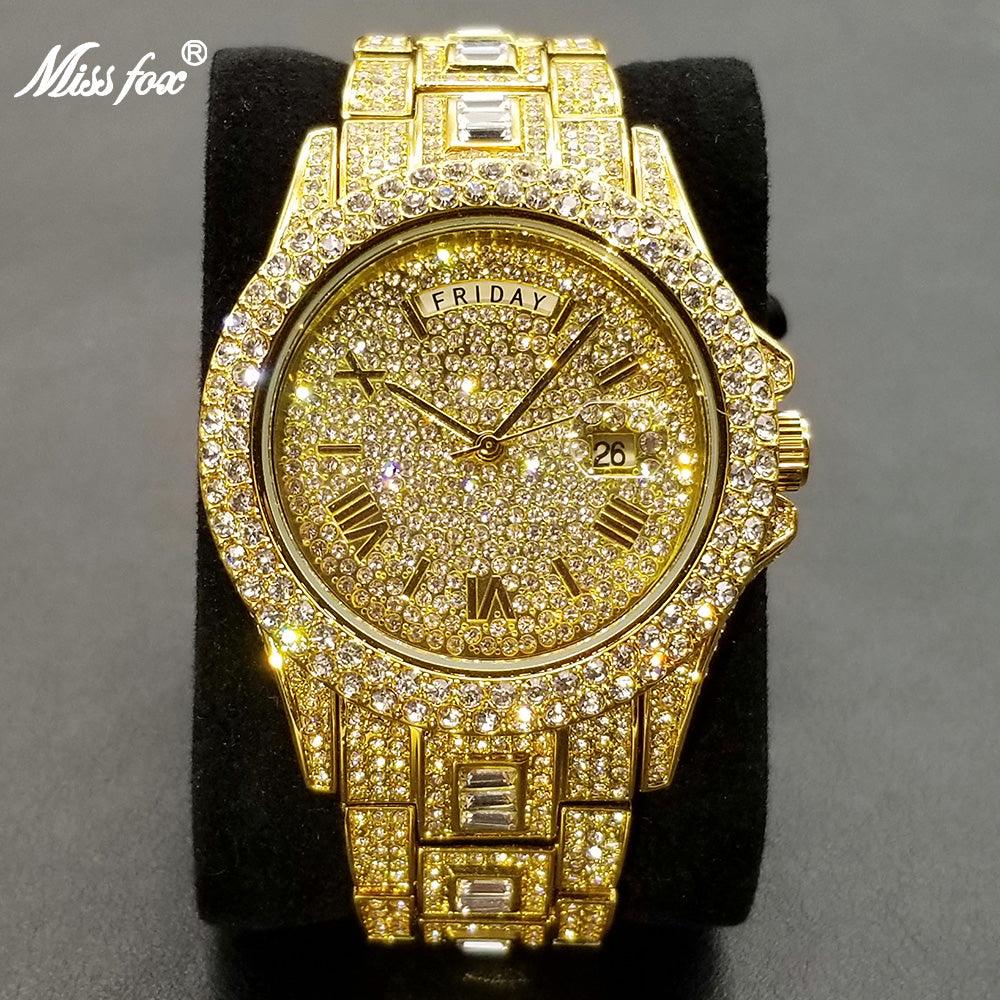 Montre entièrement sertie de cristaux glacés