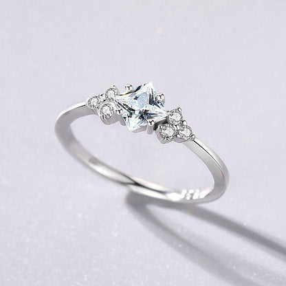 S925 Simple Light Luxury Zircon Silver Ring