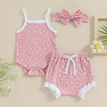 Barboteuse décontractée pour nouveau-né fille avec bandeau à nœud papillon - Ensemble deux pièces pour bébé fille