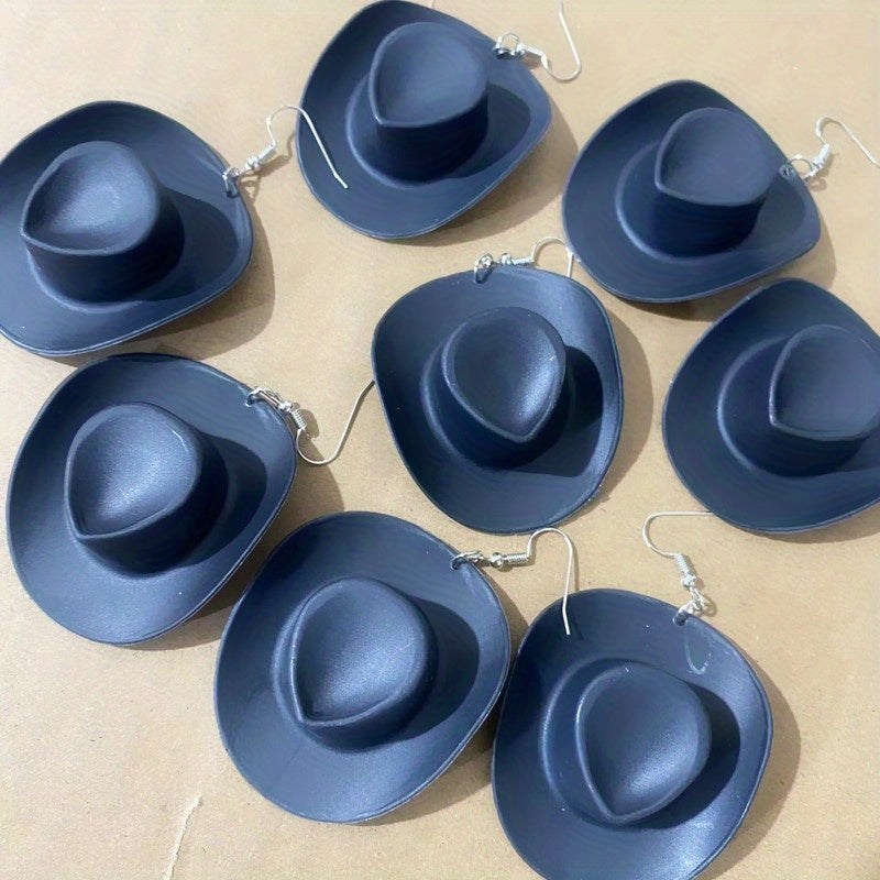 1 paire de boucles d'oreilles pendantes fantaisie en forme de chapeau de cowboy disco - Bijoux fantaisie amusants pour filles et femmes - Idée cadeau unique pour anniversaire, Noël ou toute autre célébration