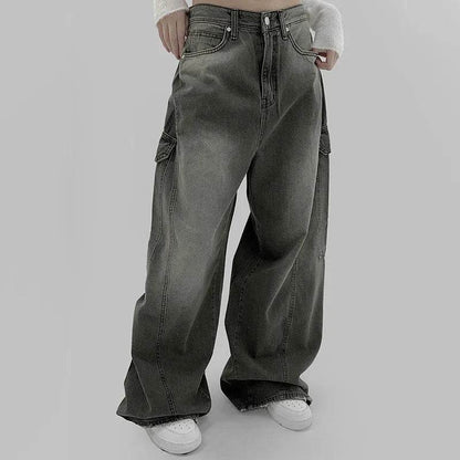 European And American Slimming High Waist Wide Legs Baggy Jeans Pant For Women