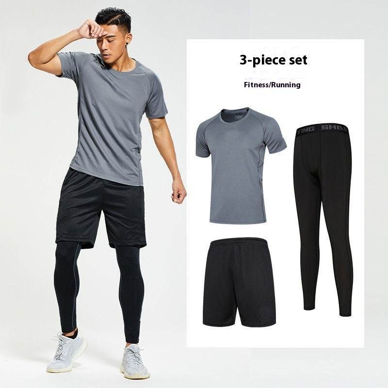 Fitness apparel - Quick Drying Workout clothes for men 4pcs Gym set wear
