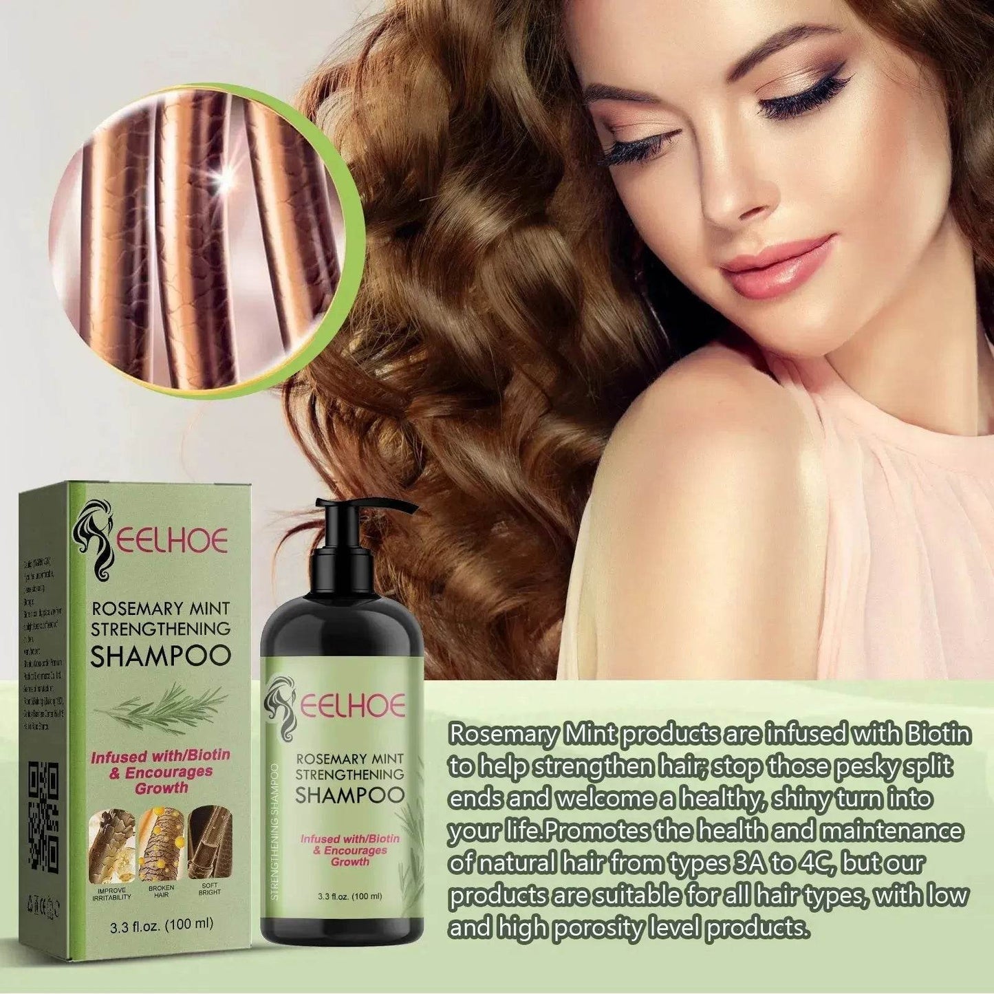 EELHOE Rosemary Mint Strengthening and Growth Shampoo Biotin Infused