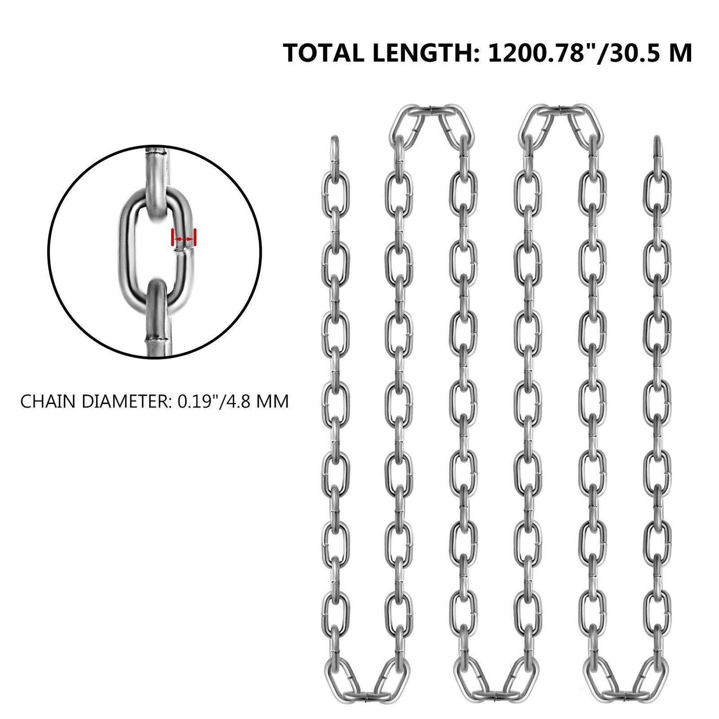 Grade 30 Chain 3 16 Inch By 100Ft Length Grade 30 Proof Coil Chain Zinc Plated Grade 30 Chain For Towing Logging Agriculture And Guard Rails