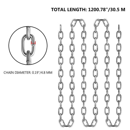 Grade 30 Chain 3 16 Inch By 100Ft Length Grade 30 Proof Coil Chain Zinc Plated Grade 30 Chain For Towing Logging Agriculture And Guard Rails