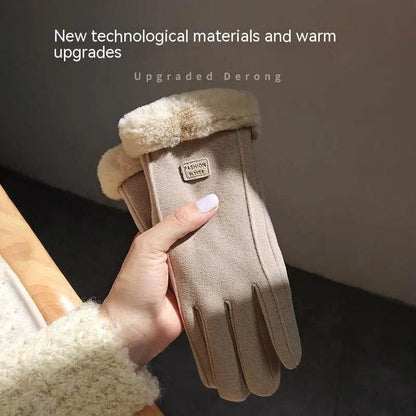 Gants d'équitation en daim matelassés, doublés polaire, chauds et mignons