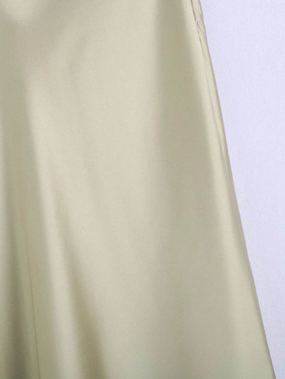 High Waisted Midi Silk Satin Skirt