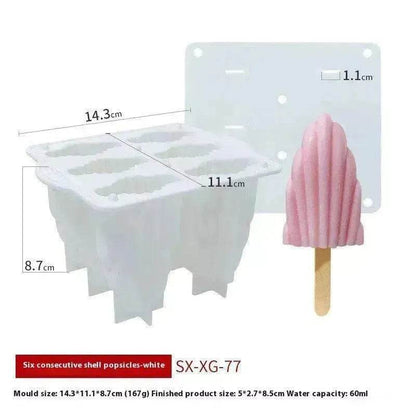6-piece Spiral Ice Cream Silicone Food Grade Mold