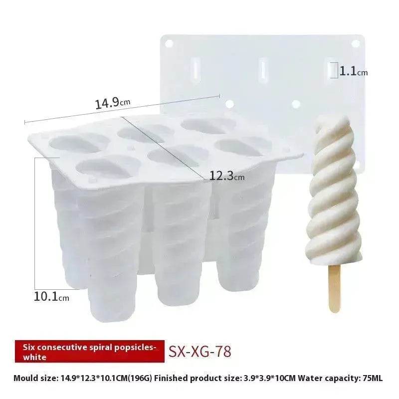 6-piece Spiral Ice Cream Silicone Food Grade Mold