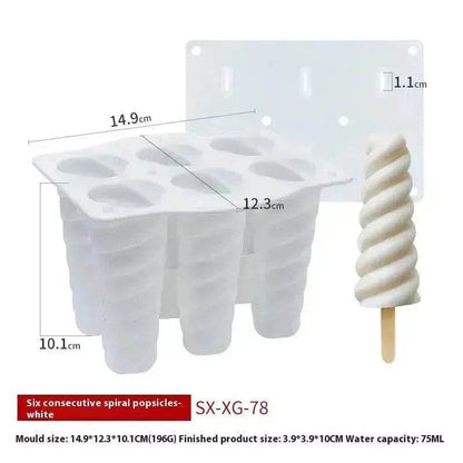 6-piece Spiral Ice Cream Silicone Food Grade Mold