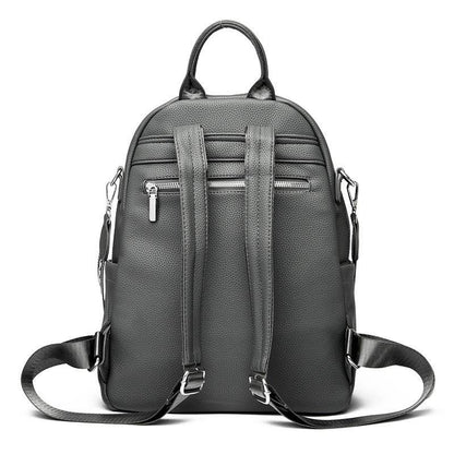 Large Capacity Soft Leather Student Backpack Trendy Travel Bag